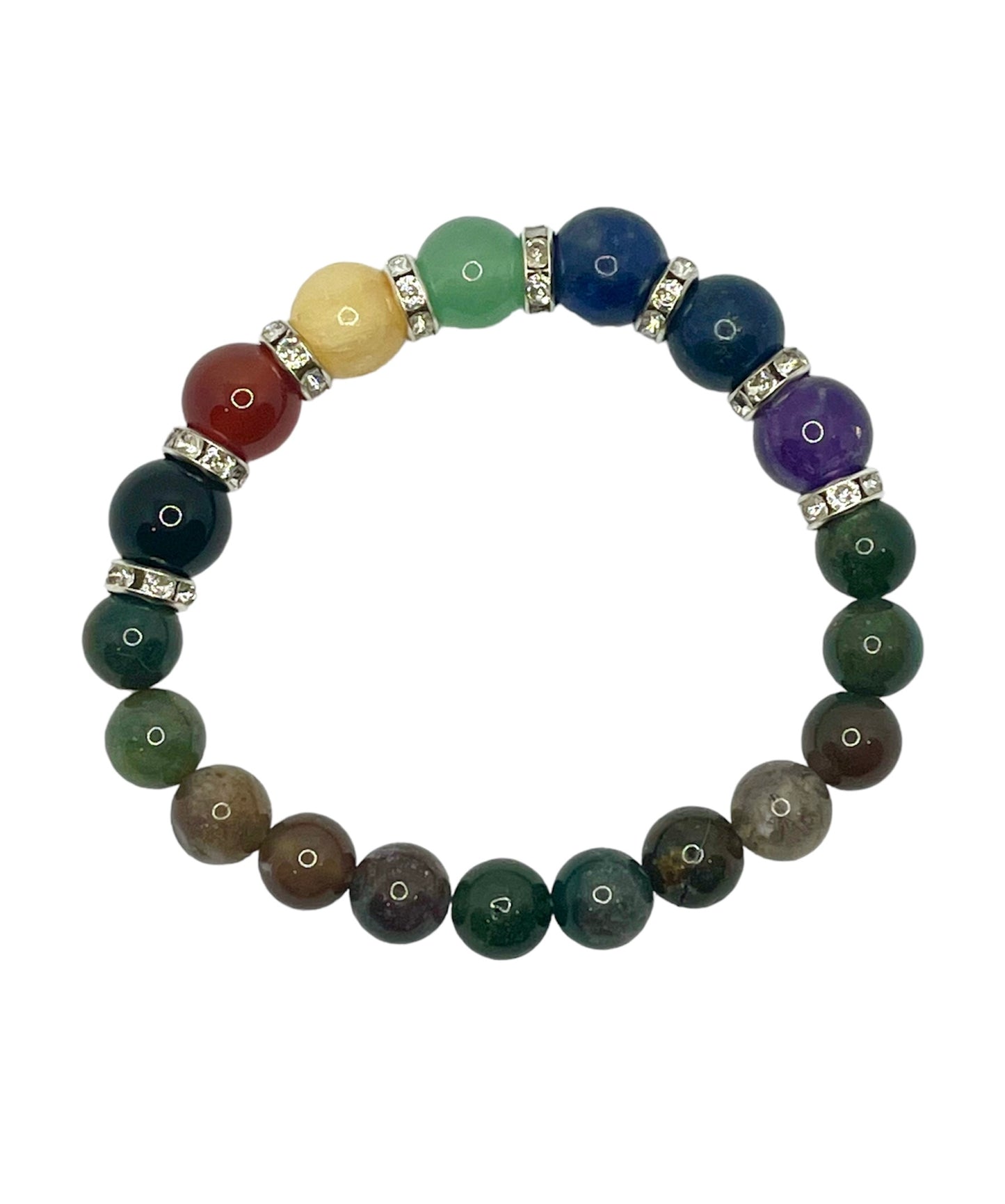 7 Chakra with Indian Agate Bracelet